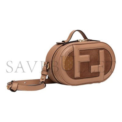 FENDI CAPPUCCINO LEATHER AND SUEDE CROSSBODY BAG 8BS058AHSBF1FVX (21*13*8cm)